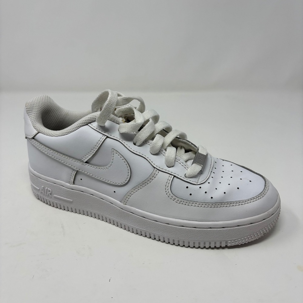 Nike Air Force 1 Low Triple White Leather Sneakers 314192-117 Mens 6Y Womens 7.5